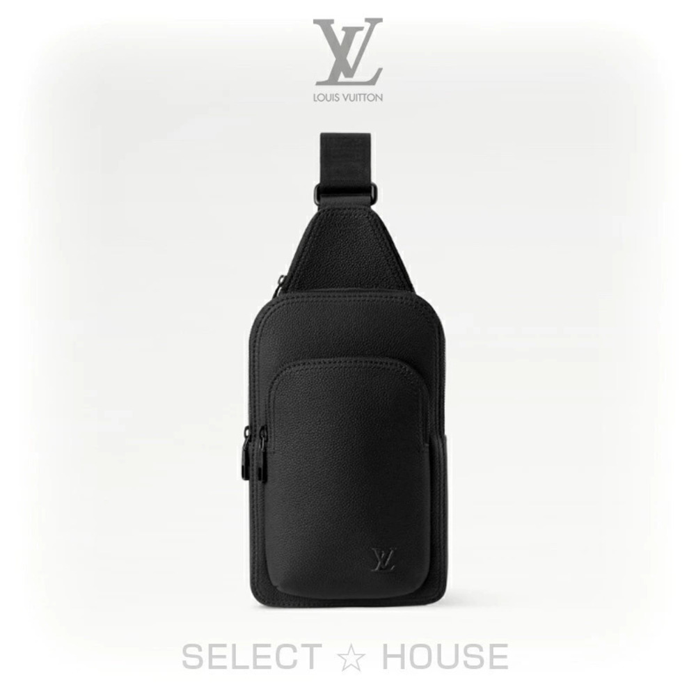 Louis Vuitton Avenue Sling Top Handle Bag Leather Black White